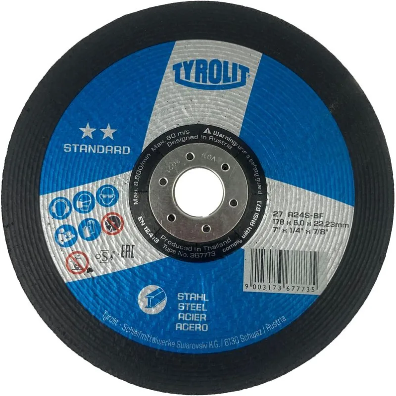 Kotúč Tyrolit 178x6,0x22,2 mm, 27, A24S-BF, oceľ, Standard