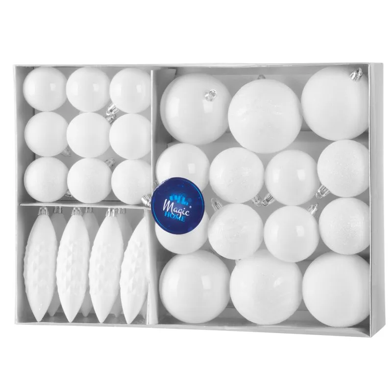 Vianočné ozdoby na stromček sada, 31 ks, biele