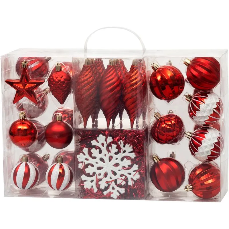 Gule na vianočný stromček, sada, 39 ks, červené, mix