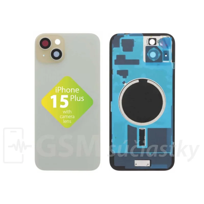 iPhone 15 Plus - Zadné sklo housingu Žlté