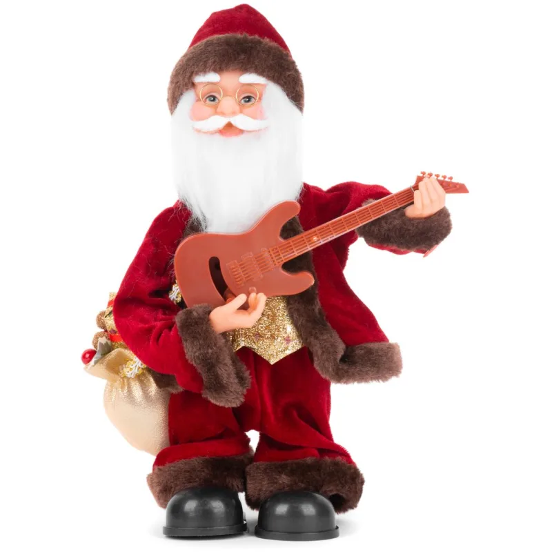 Vianočná dekorácia Santa s gitarou, 35 cm