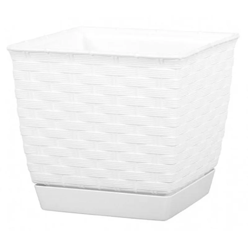 Kvetináč RATOLLA Square 250, biely, s podložkou