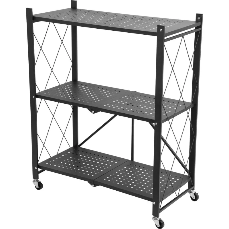 Regál Racks RAW3T – kovový, 3 police, 87x72x34 cm, 50 kg/polica, na kolieskach