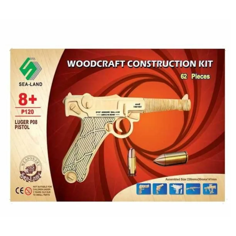 Woodcraft Drevené 3D puzzle Pištoľ Luger P120