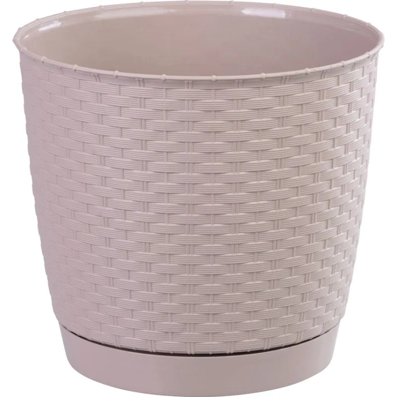 Kvetináč RATOLLA Round 250, mocca, s podložkou