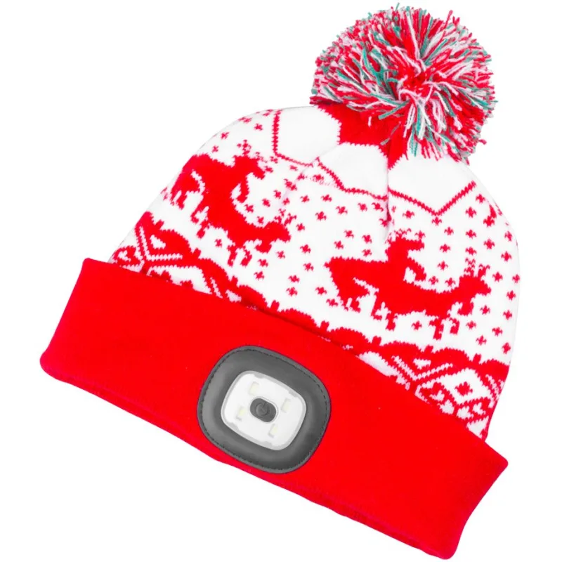 Detská čiapka s LED svetlom Xmas kid červená M, 4x SMD LED, USB nabíjanie