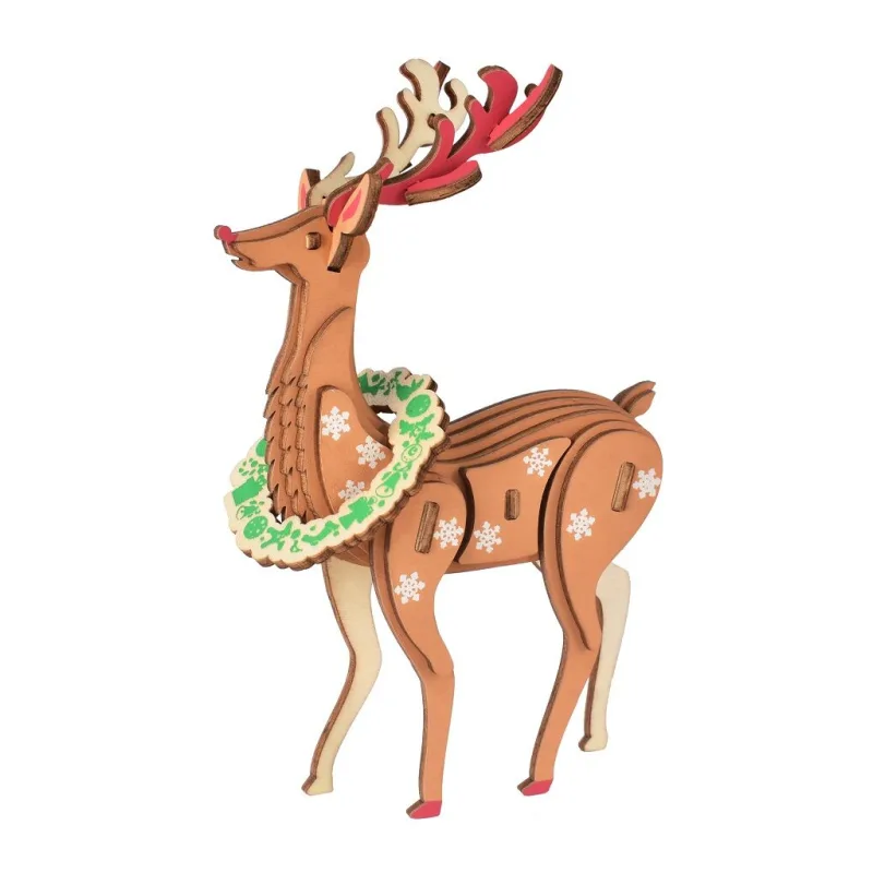 Woodcraft Drevené 3D puzzle Vianočný sob