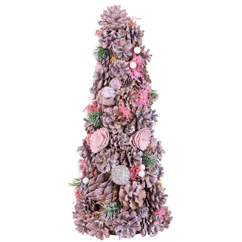 Vianočný stromček ozdobený, ružový, 40 cm