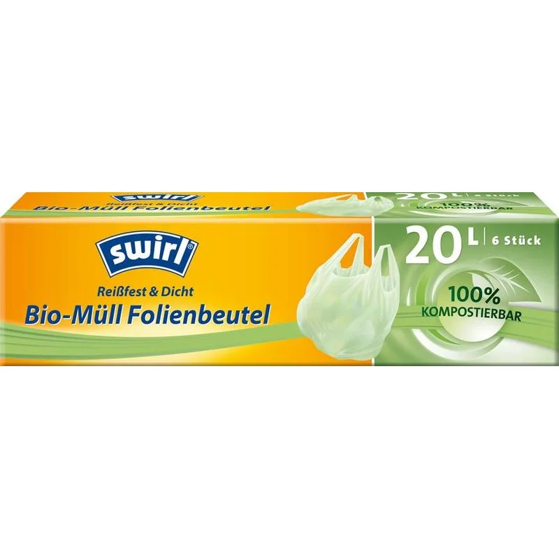 Sáčky na bioodpad Swirl BIO, kompostovateľné, s ušami, 20 l, 6 ks
