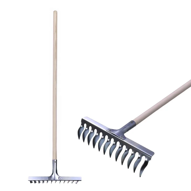 Hrable na trávnik, 12-zubé, prevzdušňovacie, vertikutačné, drevená násada