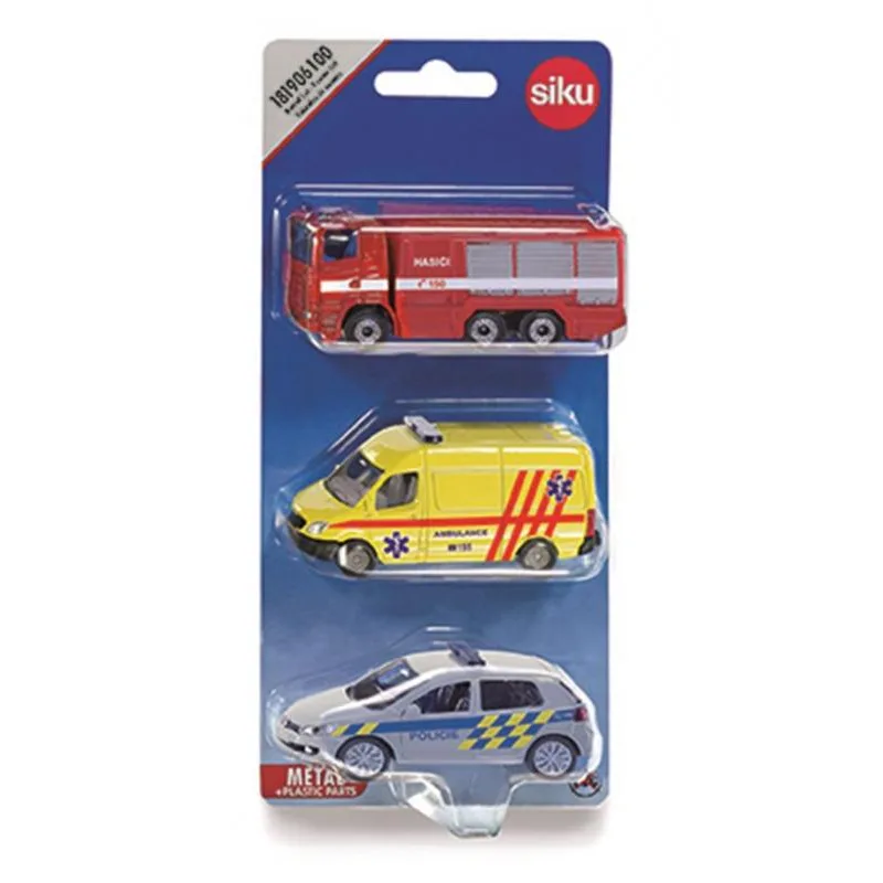 SIKU 1819 česká verzia - set mix polícia, hasiči, ambulancia 1:55
