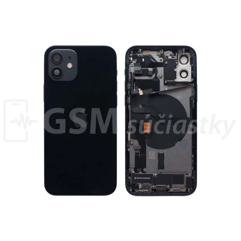 iPhone 12 - Zadný Housing s Malými Dielmi - Čierny
