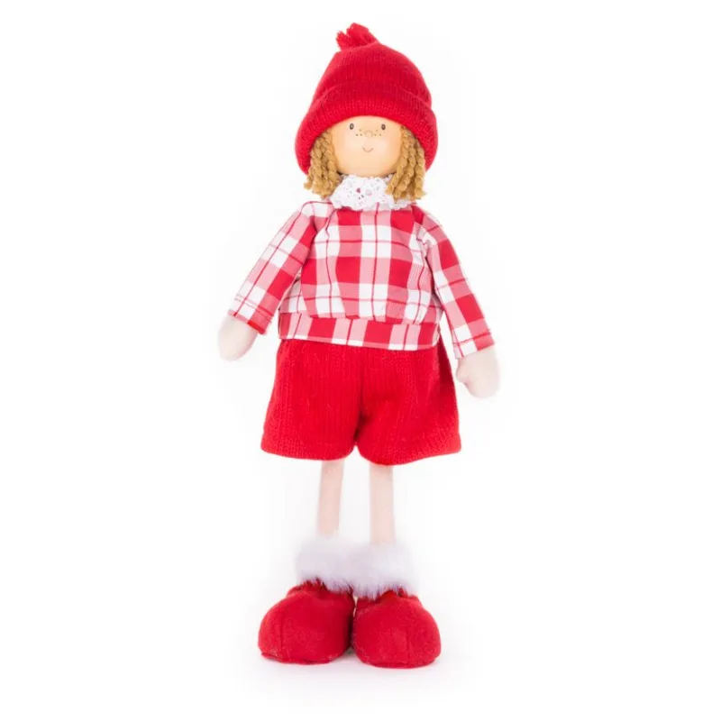 Vianočná dekorácia Chlapček v károvanej košeli, 32 cm