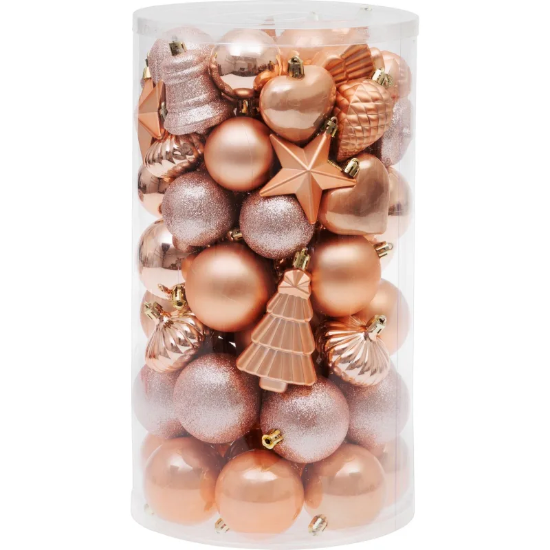 Súprava 65 ružovo-zlatých vianočných ozdôb na stromček
