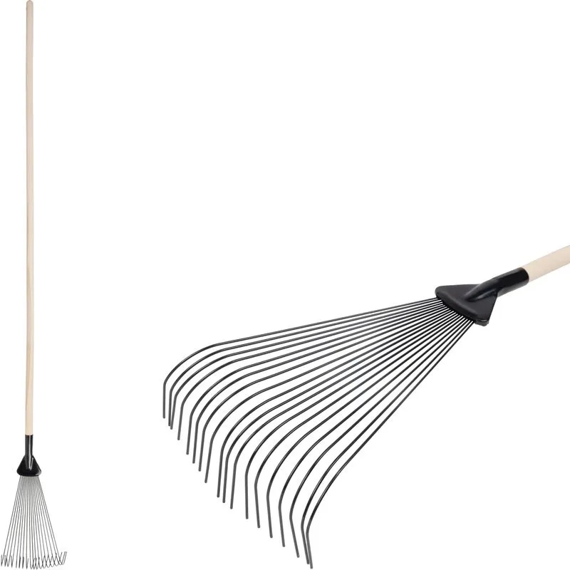 Hrable na lístie, 18-zubé, vejárové, nastaviteľné, s drevenou násadou