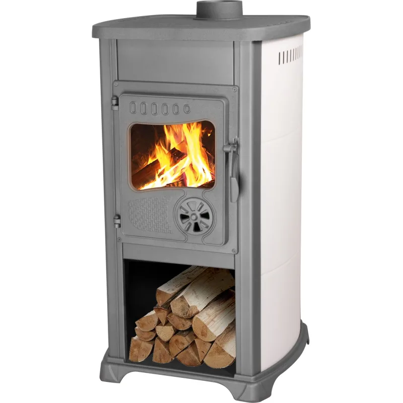 Kachle Bella Thalia, béžové, 6,2kW, 120 cm, liatina/šamot