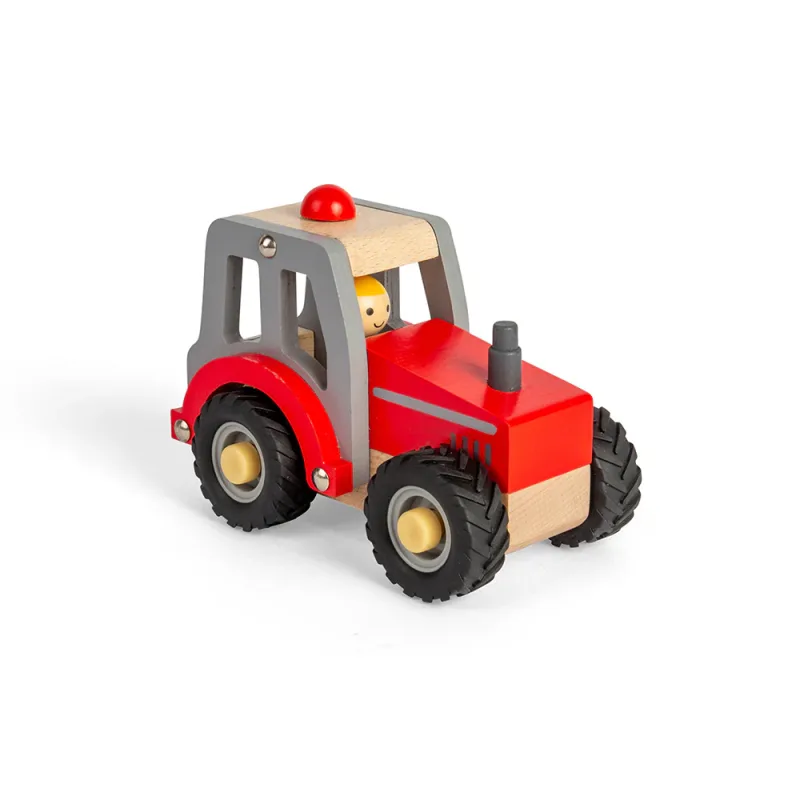 Mini drevený traktor červený