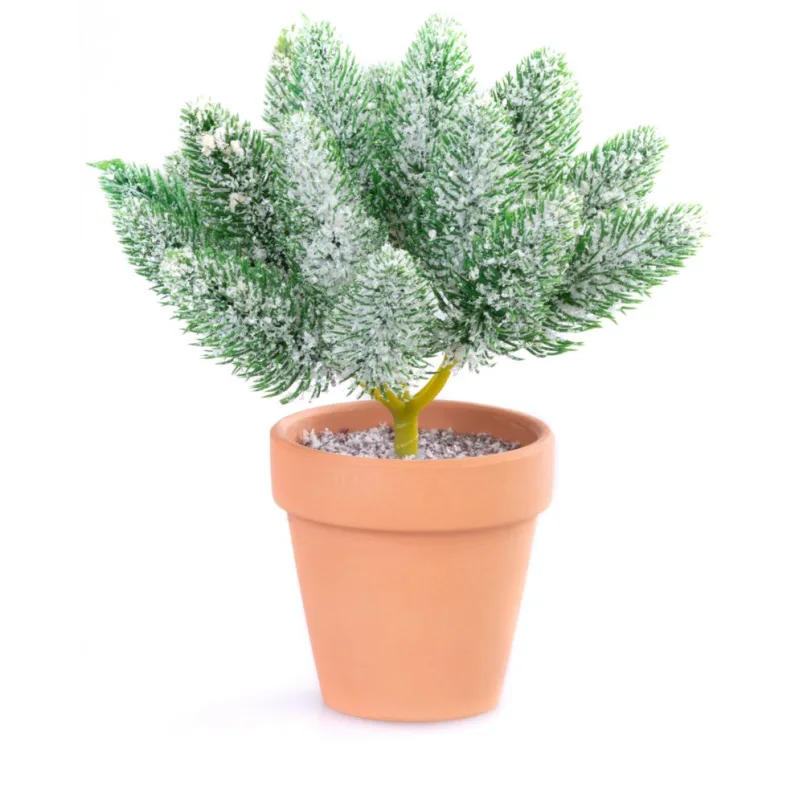 Dekorácia MagicHome Vianoce, vetvičky v črepníku, zasnežená, 20 cm
