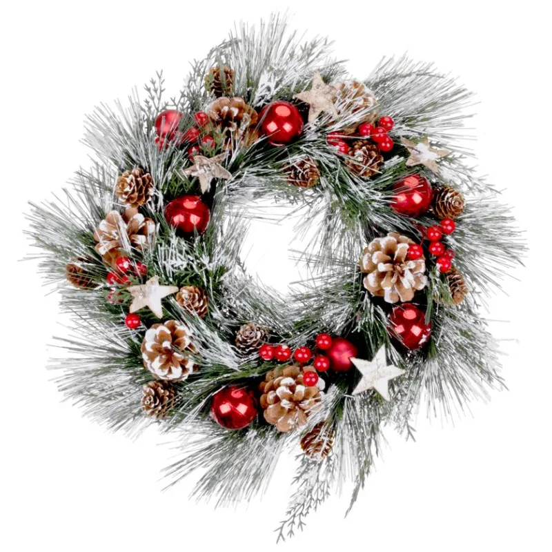 Veniec na dvere MagicHome, prírodný závesný, čečina a hviezdy, 39 cm