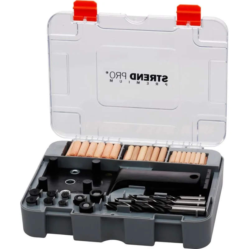 Sada Strend Pro, na vŕtanie otvorov pre kolíkové spoje, pre stolárov, 83 ks