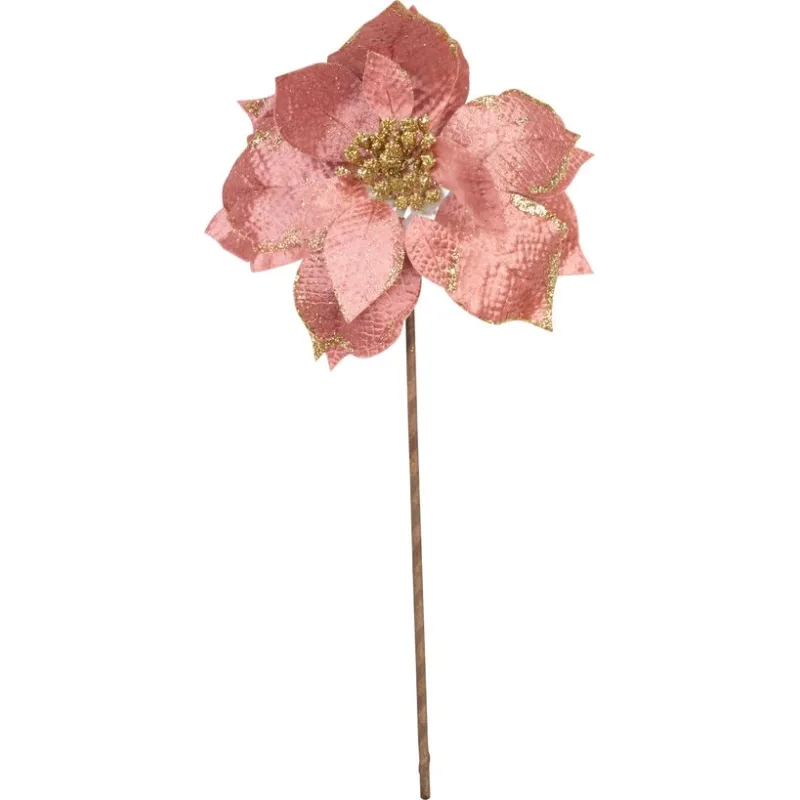 Umelý kvet MagicHome Vianoce, Poinssetia, ružová, stonka