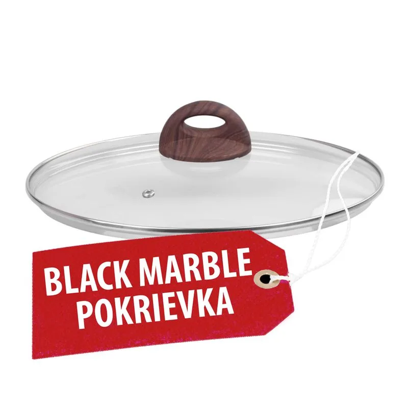 Pokrievka MagicHome Black Marble Line, 28 cm, sklenená