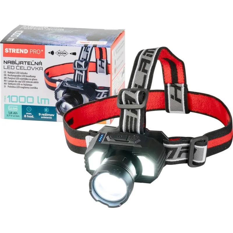 Čelovka Strend Pro Headlight XL121807, LED, 900 lm, ZOOM, 1800 mAh, USB nabíjanie