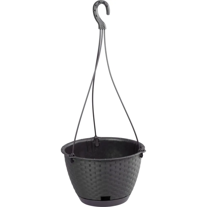 Závesný kvetináč RATOLLA Round W 240, hnedý, s vešiakom