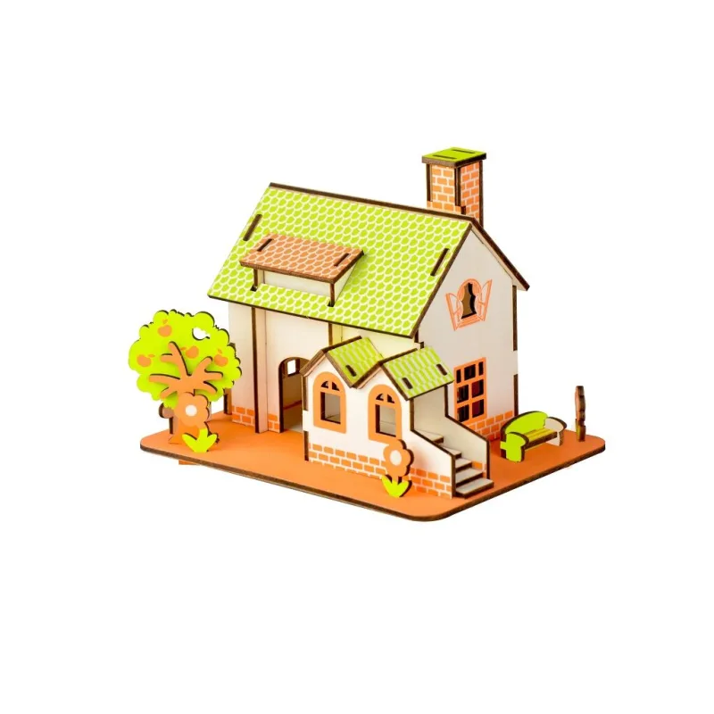 Woodcraft Drevené 3D puzzle Zelený dom