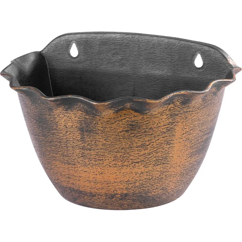 Zlatý závesný kvetináč Strend Pro Wave, 26x18 cm, metalický efekt