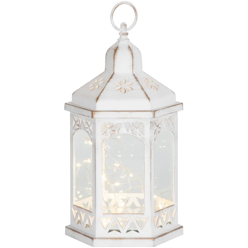 Vianočný lampáš Morocco, 30 mLED, čierny, časovač, 32 cm