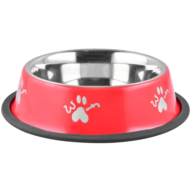 Miska pre psa MagicHome Woof, nerezová, 23 cm, 900 ml, červená
