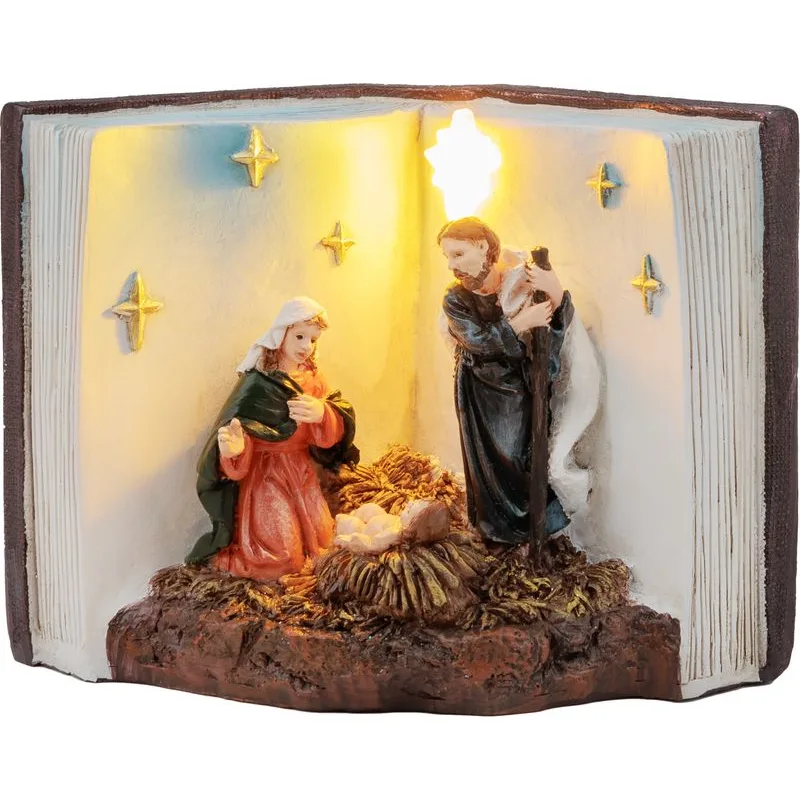 Vianočná dekorácia Betlehem v knihe, LED, interiér, 13,5x8x9,5 cm