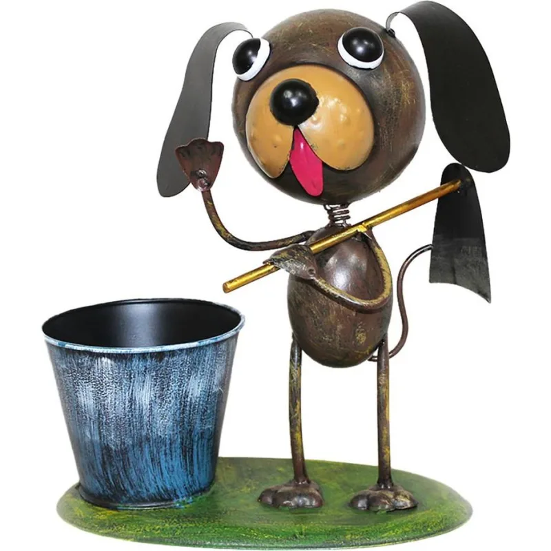 Záhradná dekorácia Mecco Pes s motykou, plechová, 27x16x29 cm
