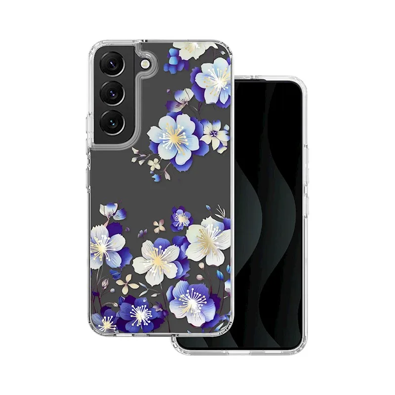 TFO Obrázkové puzdro silikónové Samsung Galaxy S22 Modré kvety