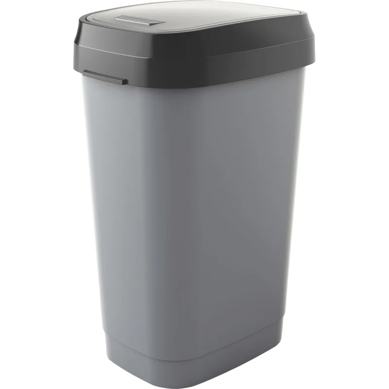 Kôš na odpadky KIS Dual Swing L, 50L, sivý, 42x30,5x60 cm