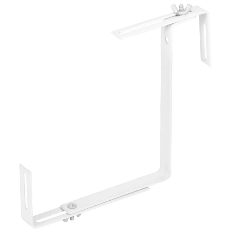 Biely kovový držiak na truhlíkový kvetináč, 2 ks