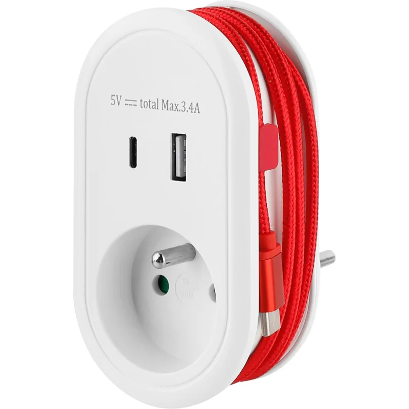 Zásuvka Strend Pro, USB A+C, s USB-C káblom