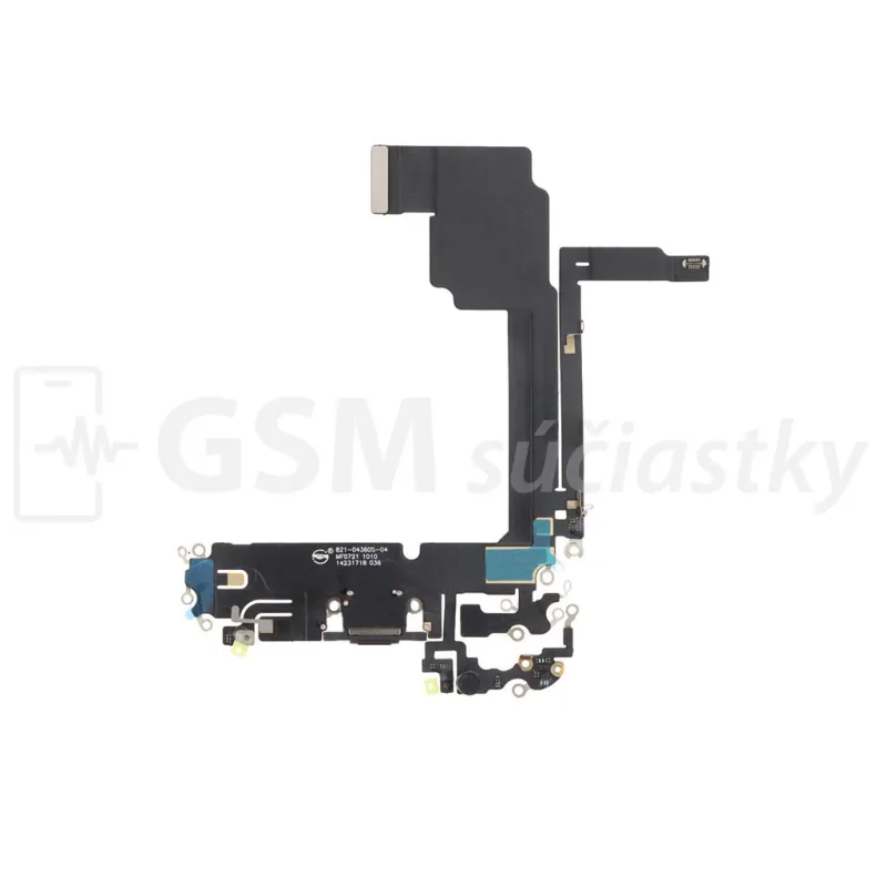 Flex kábel nabíjania iPhone 15 Pro Max - nabíjací konektor, mikrofón Farba: Čierna