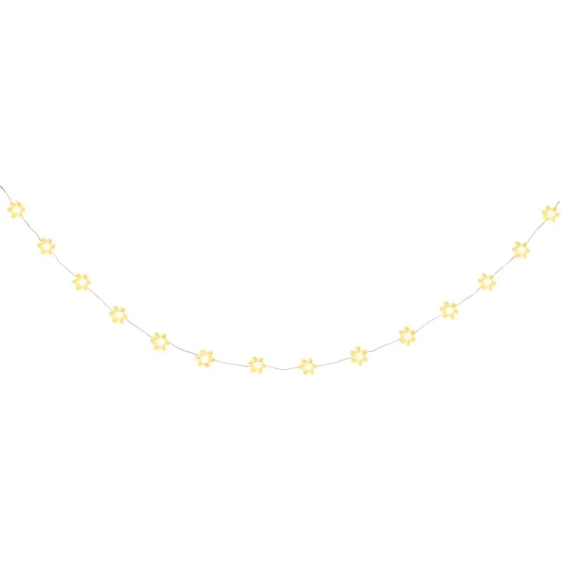 Reťaz MagicHome Vianoce, vločky, PVC, 15xLED teplá biela, 1.4 m + 0.3 m, 2xAA