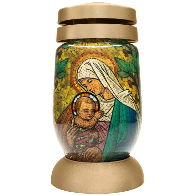 Kahanec na hrob 3D Mária s Ježišom, vitráž, 22 cm, 36 hodín