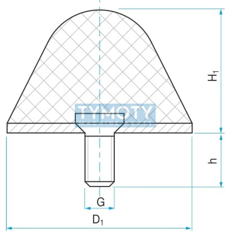 Gumový doraz kužeľový typ.16 - 50x50 M10x20 50ShA tvar 79.16