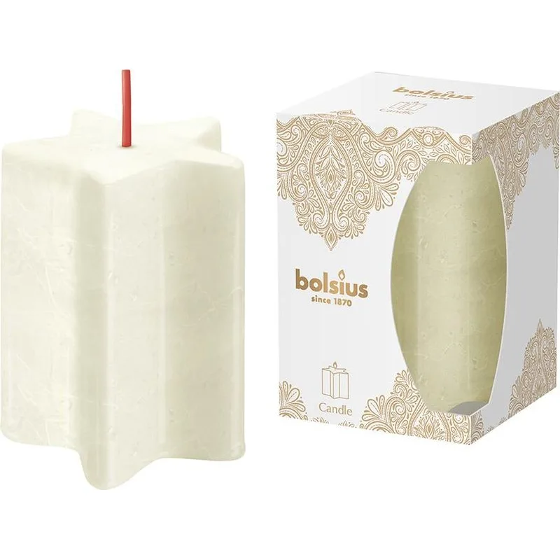 Sviečka Bolsius Pillar Star Golden Lace, hviezda, 100x70 mm