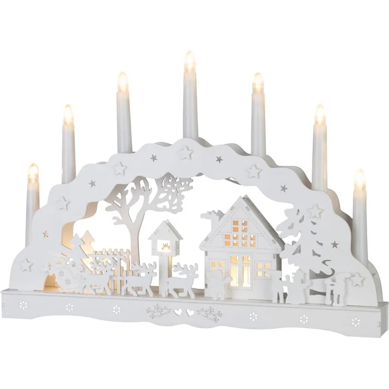 Dekorácia MagicHome Vianoce, domček, plast, 10xLED teplá biela, 45x5.2x31 cm, 2xAA