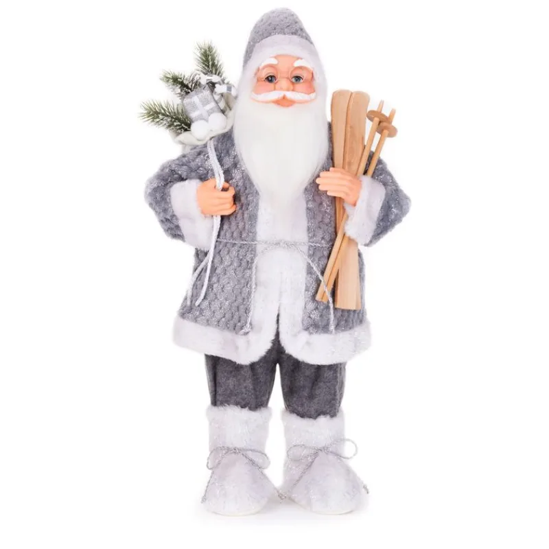 Vianočná dekorácia Santa stojaci, s lyžami, 60 cm