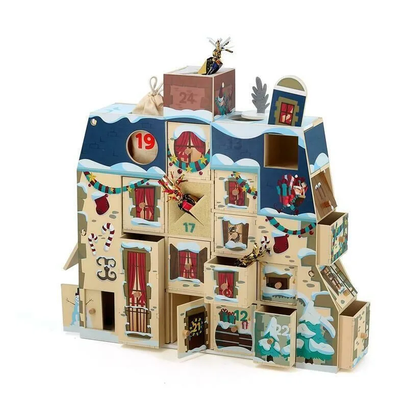Drevený adventný kalendár na naplnenie Domček