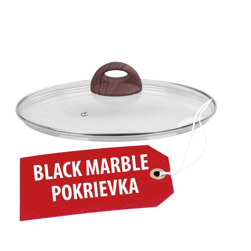 Pokrievka MagicHome Black Marble Line, 24 cm, sklenená