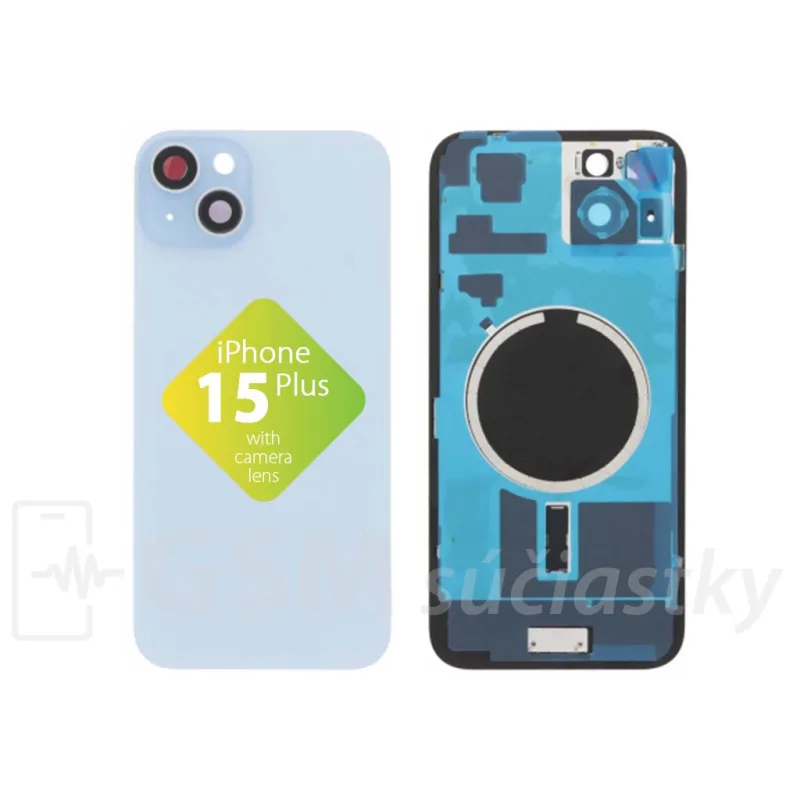 iPhone 15 Plus - Zadné sklo housingu Modré