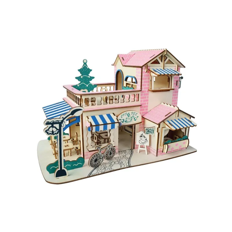 Woodcraft Drevené 3D puzzle Kaviareň