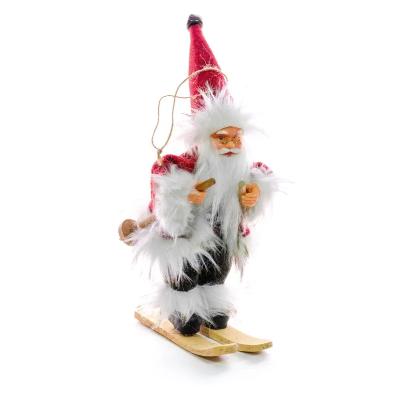 Vianočná dekorácia Santa na lyžiach, 18 cm